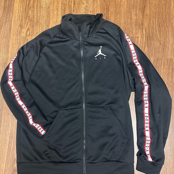 Air Jordan Jacket Men's Size Large Black Jumpman Taped Tricot Full Zip - Picture 2 of 6